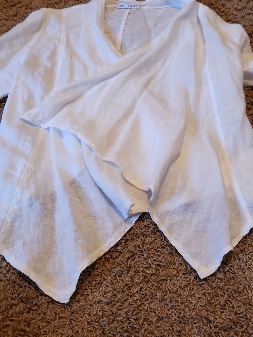 Lightweight White Linen Open-Front Women's Jacket - Picture 7 of 9
